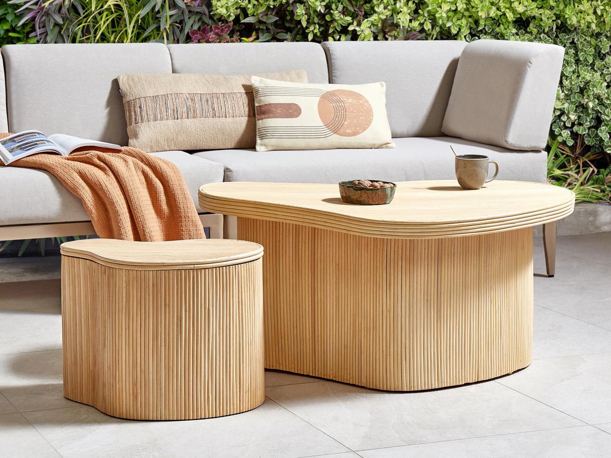 COUCHTISCH 2er Set Naturfarben Salanti - Naturfarben, Naturmaterialien (100/72/45cm) - Beliani