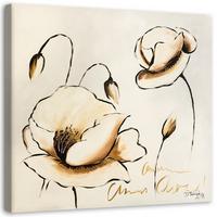 LEINWANDBILD Gemalte Blumen 60x60cm - Beige, Textil (60/60cm) - Feeby