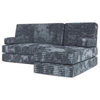 ECKSOFA NOTIA modulares Boneless Sofa mit Schlaffunktion Grau Cordstoff - Blaugrau, Textil (200/120cm) - MASSENO