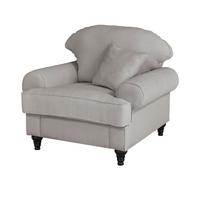 SESSEL hellgrau Landhaus, Loungesessel 110 cm - Hellgrau/Braun, Holz/Textil (110/95/100cm) - Furn.Design