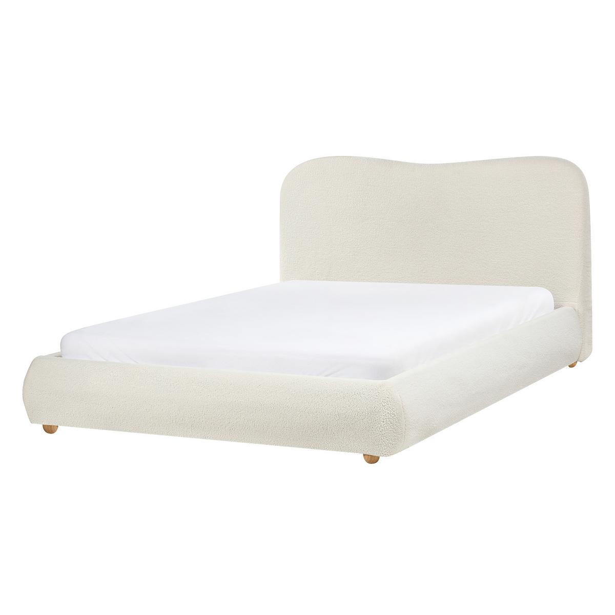 BETT mit Stauraum 140/200 cm Bouclé Cremeweiß Blagnac - Creme, Textil (140/200cm) - Beliani