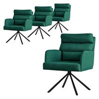 ESSZIMMERSTUHL 4er Set drehbar Dunkelgrün Stoffbezug - Dunkelgrün/Schwarz, Textil/Metall (64.5/93/64cm) - ML-DESIGN