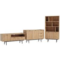 WOHNWAND Evron Kommode 150 cm TV-Board 150 cm Bücherregal 90 cm, Hikora Eiche - Eichefarben/Schwarz, Holzwerkstoff/Metall (150/90/40cm) - Beautysofa