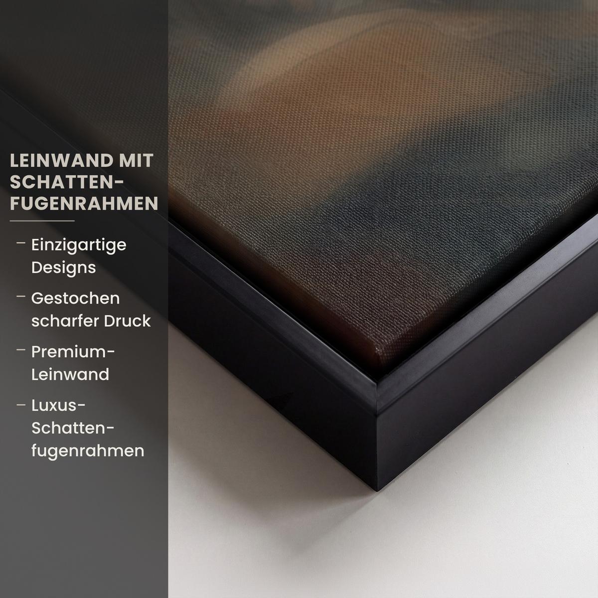 LEINWAND Bilder mit Rahmen - Löwe - Wildtiere - Pflanzen - Natur - Blumen - 90x90 - Beige, Textil (90/90cm) - MuchoWow