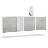 SIDEBOARD Cuba Türen in Beton Oxid Optik - Hellgrau, Holzwerkstoff (182/53/35cm) - Vladon