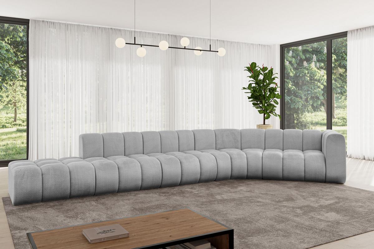 ECKSOFA modulares Sofa Tilmo-L2 - 490x194x70 cm Grau - Hellgrau, Holzwerkstoff/Textil (490/194cm) - ALTDECOR