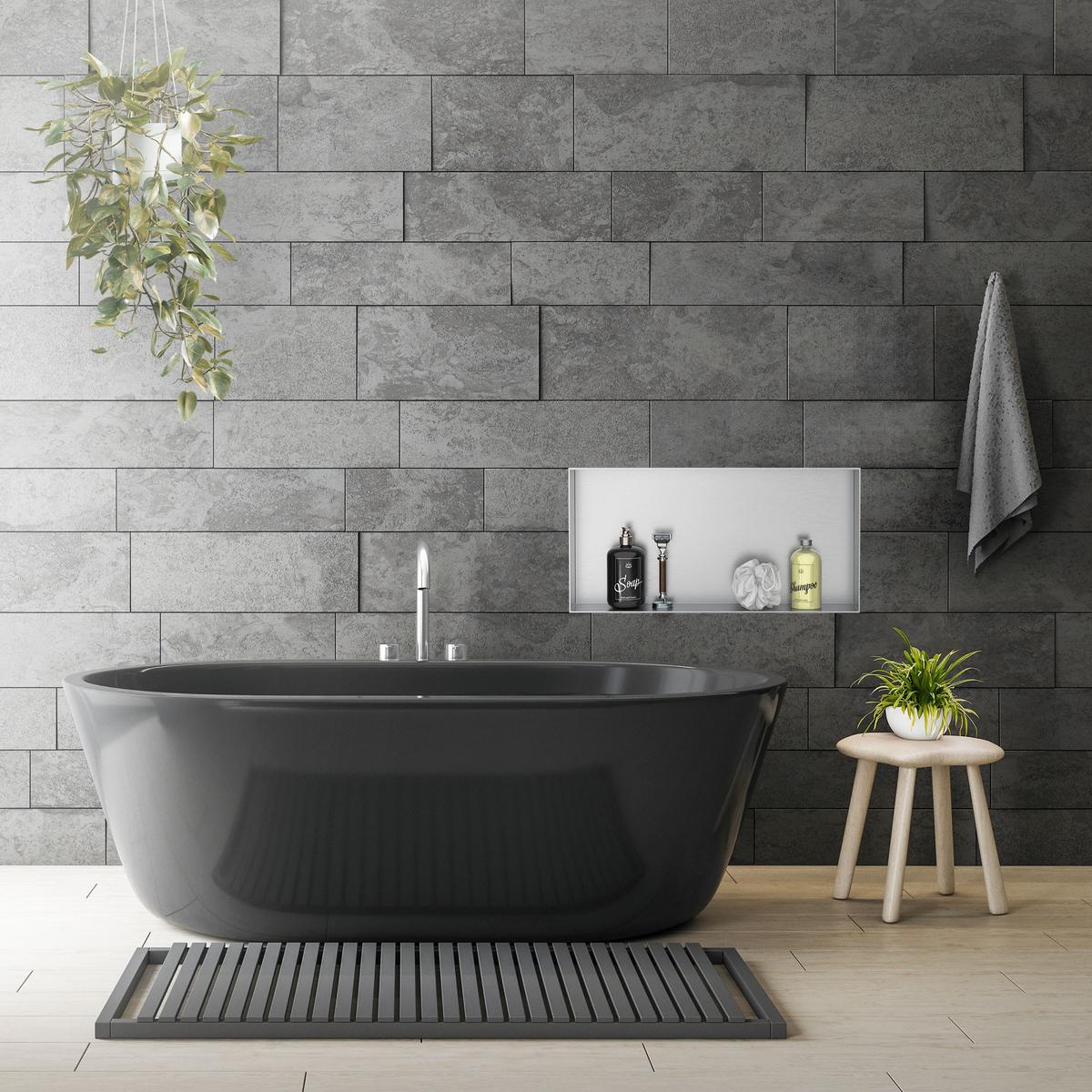 DUSCHNISCHE Silber 60/30 cm - Silberfarben, Metall (60/30/10cm) - LuxeBath