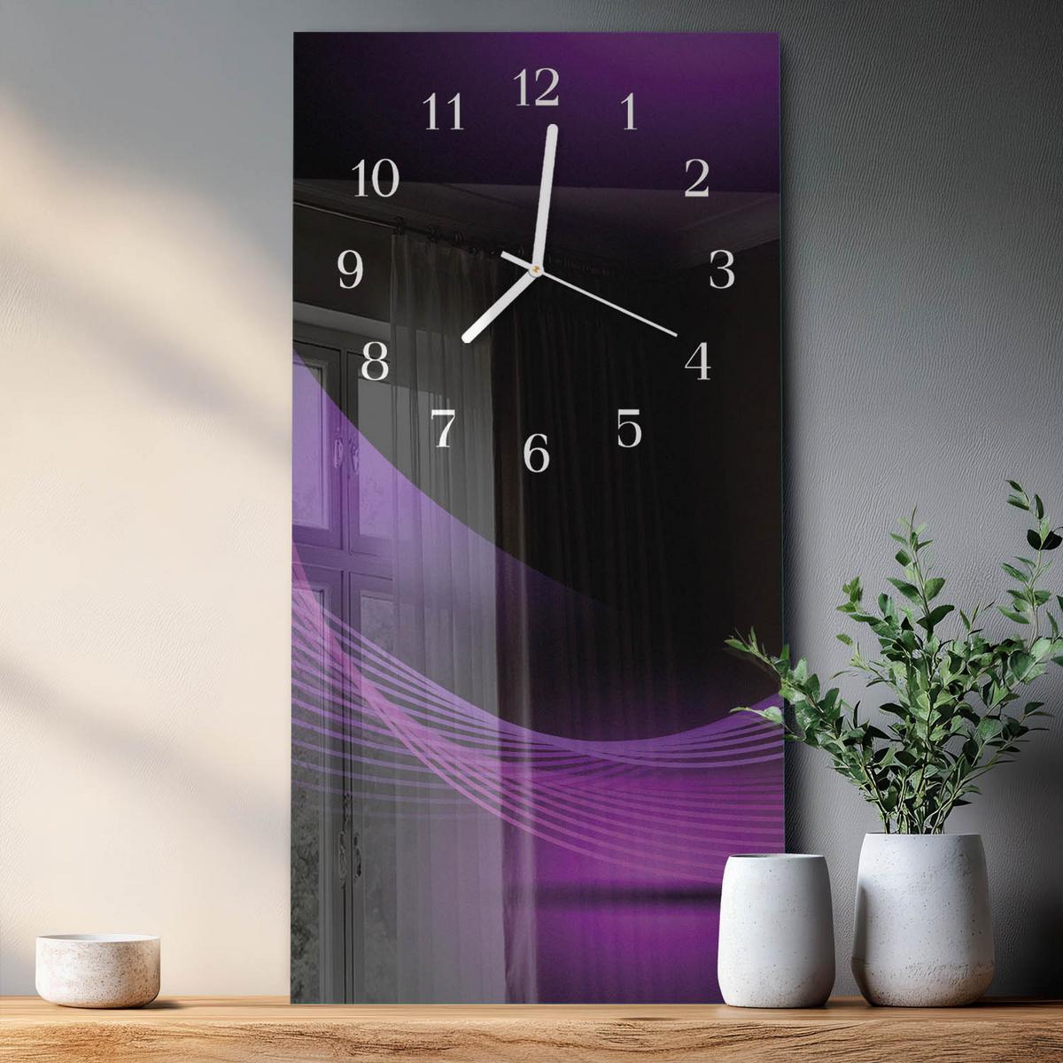 WANDUHR aus Glas 30x60 cm - Abstraktion - Multicolor, Glas (30/60/0.4cm) - TULUP