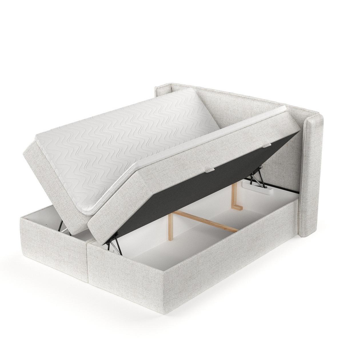 BOXBETT Viva 140/200 cm Creme im Neve Stoff - Creme/Schwarz, Holz/Holzwerkstoff (140/200cm) - AltaBeds