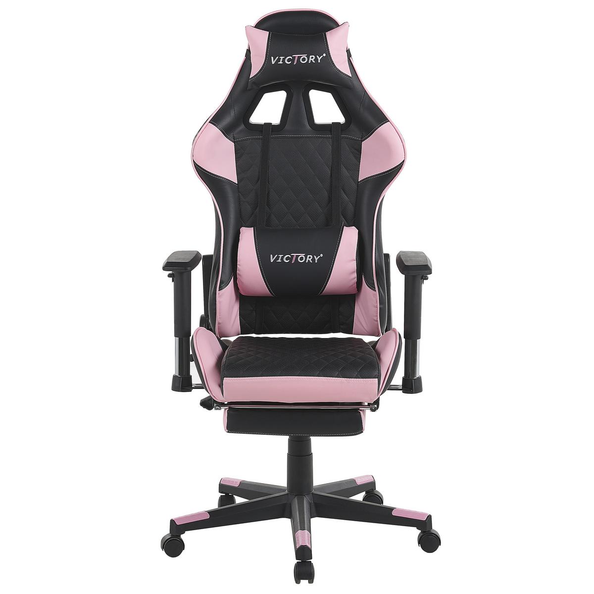 BÜROSTUHL Kunstleder Schwarz/Rosa Victory - Schwarz, Kunststoff/Textil (60/124/60cm) - Beliani