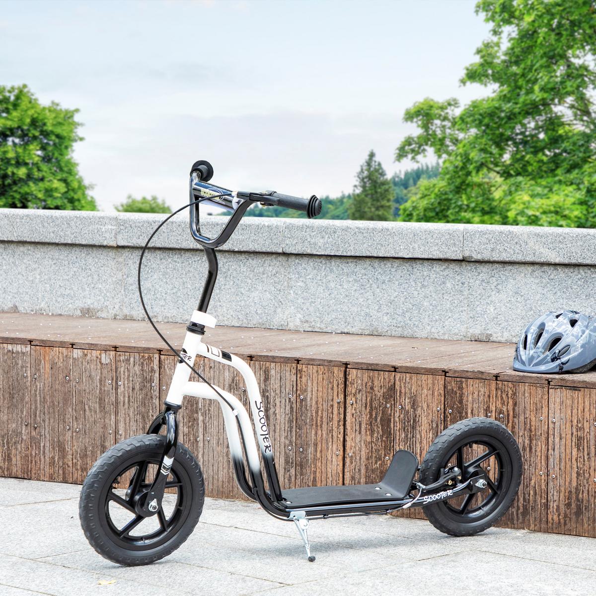 ROLLER Kinder Tretroller Kickscooter mit verstellbarem Lenker 12 Zoll Räder Weiß - Weiß, Kunststoff (115/50/88cm) - AIYAPLAY