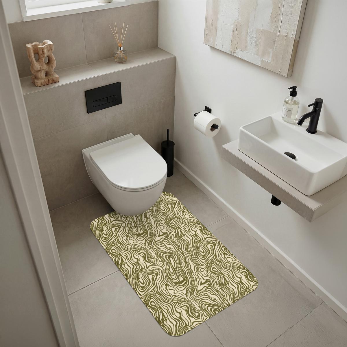 BADEMATTE Abstrakt - Marmor - Grün 60x90 cm - Dunkelgrün, Textil (60/90cm) - OnlyWow