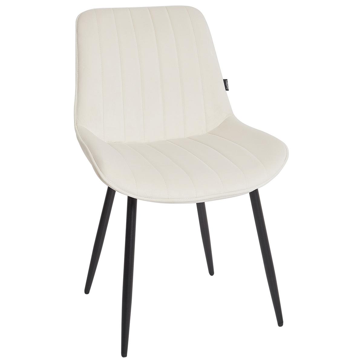 ESSZIMMERSTUHL 2er-Set Samtstoff Helles Beige Dubrovnik - Creme/Schwarz, Textil (53/81/58cm) - Beliani