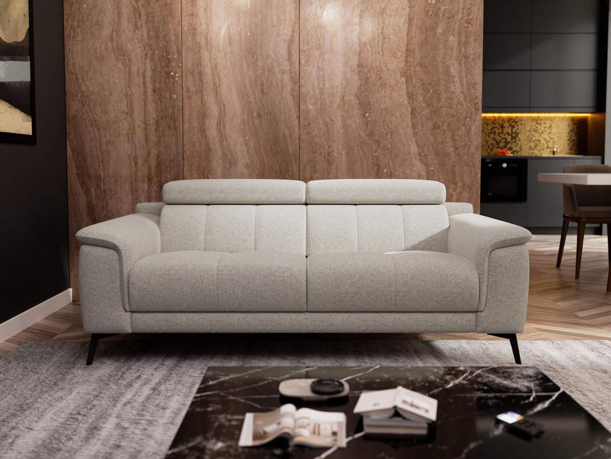 SOFA FIERO 3-Sitzer, hellgrau - Hellgrau/Schwarz, Holzwerkstoff/Textil (212/82/103cm) - Wozimo