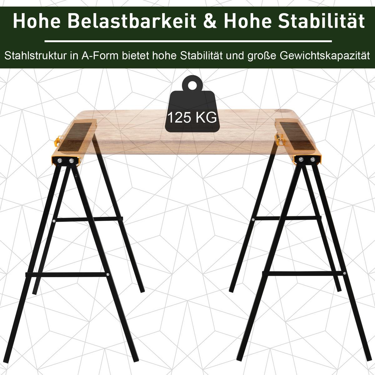 ARBEITS Bock Sägepferd Unterstellbock Rutschfest Stahl Belastbarkeit 125 kg - Multicolor, Metall (99.5/50/78cm) - HOMCOM