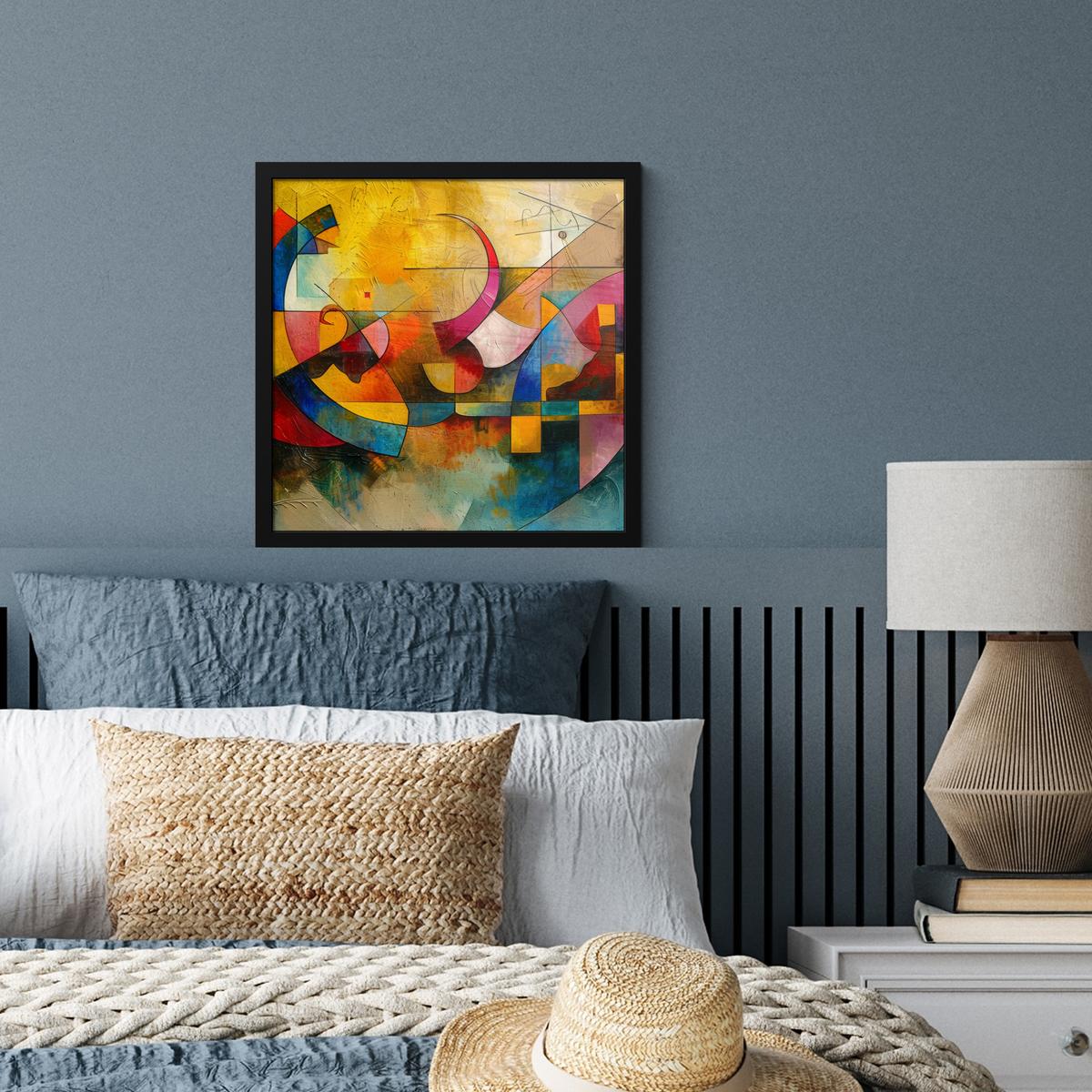 POSTER MIT RAHMENGERAHMTES BILD Kunst - Abstrakt - Modern 40x40 cm - Gelb, Papier (40/40cm) - MuchoWow