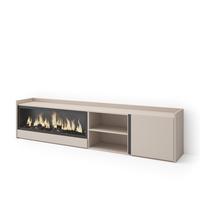 LOWBOARD, Beige, 212/35/50cm, Kamin mit Feuereffekt XXL - Beige, Holzwerkstoff (212/50/35cm) - Skraut Home