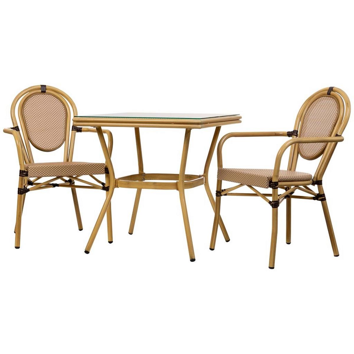 BALKONSET, braun, 70x72x55cm, 3-tlg. - Braun, Metall - Wanderlust