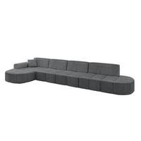 ECKSOFA Ottomane Links LIVO-L3 - 422x173x79,5 cm Dunkelgrau - Dunkelgrau, Holzwerkstoff/Textil (422/173cm) - ALTDECOR