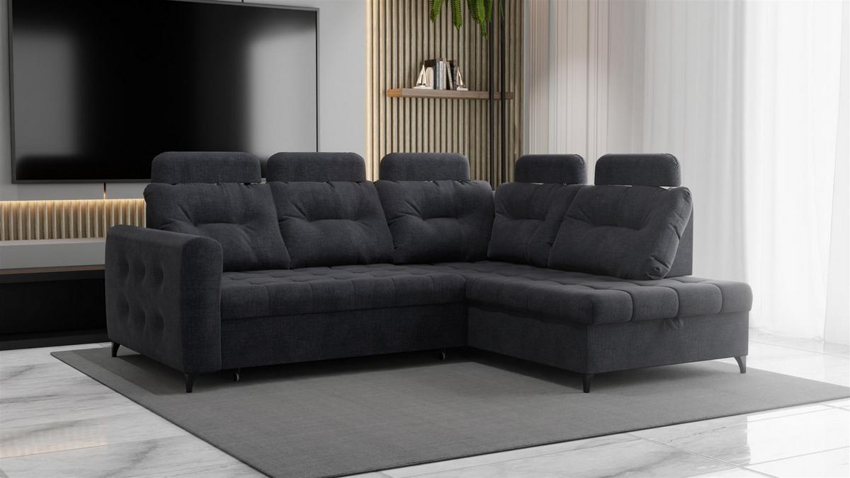 ECKSOFA Wendie - Dunkelgrau, Holzwerkstoff/Textil (250/200cm) - Fun Möbel