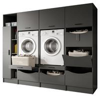 WASCHMASCHINENSCHRANK grau Set 4-teilig 242 x 196 cm, viel Stauraum - Schwarz/Grau, Holzwerkstoff/Kunststoff (242/196/68cm) - Inn.Furn