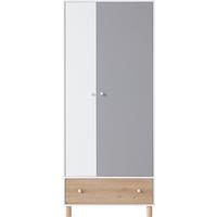 DREHTÜRENSCHRANK SANNIO 80/190/50cm 2-türig Weiß - Weiß/Grau, Holzwerkstoff (80/190/50cm) - MASSENO