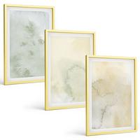 BILDER SET 3er Set - 40x60 cm Goldrahmen - Pastellfarbene Aquarelltexturen - Goldfarben, Kunststoff (40/60cm) - TULUP