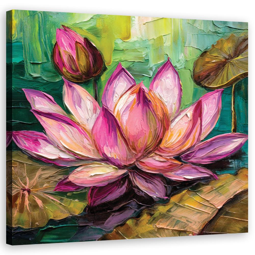 WANDBILD lotus blume aquarell - Pink, Textil (30/30cm) - Feeby