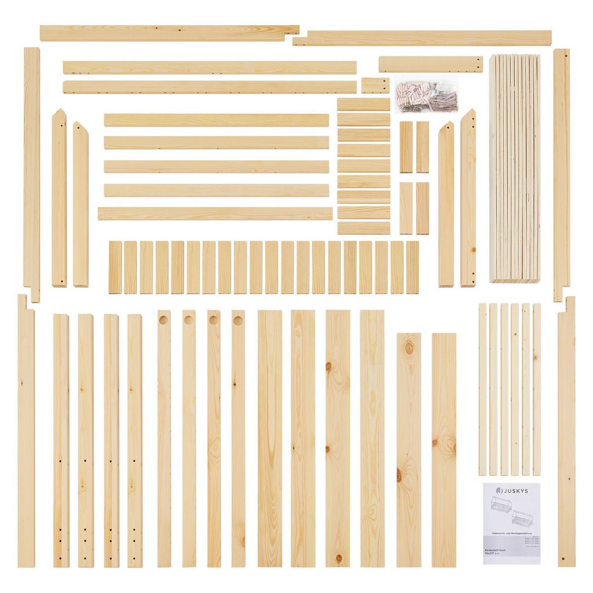 KINDERBETT Marli natur 90x200 cm - Naturfarben, Holz (90/200cm) - Juskys