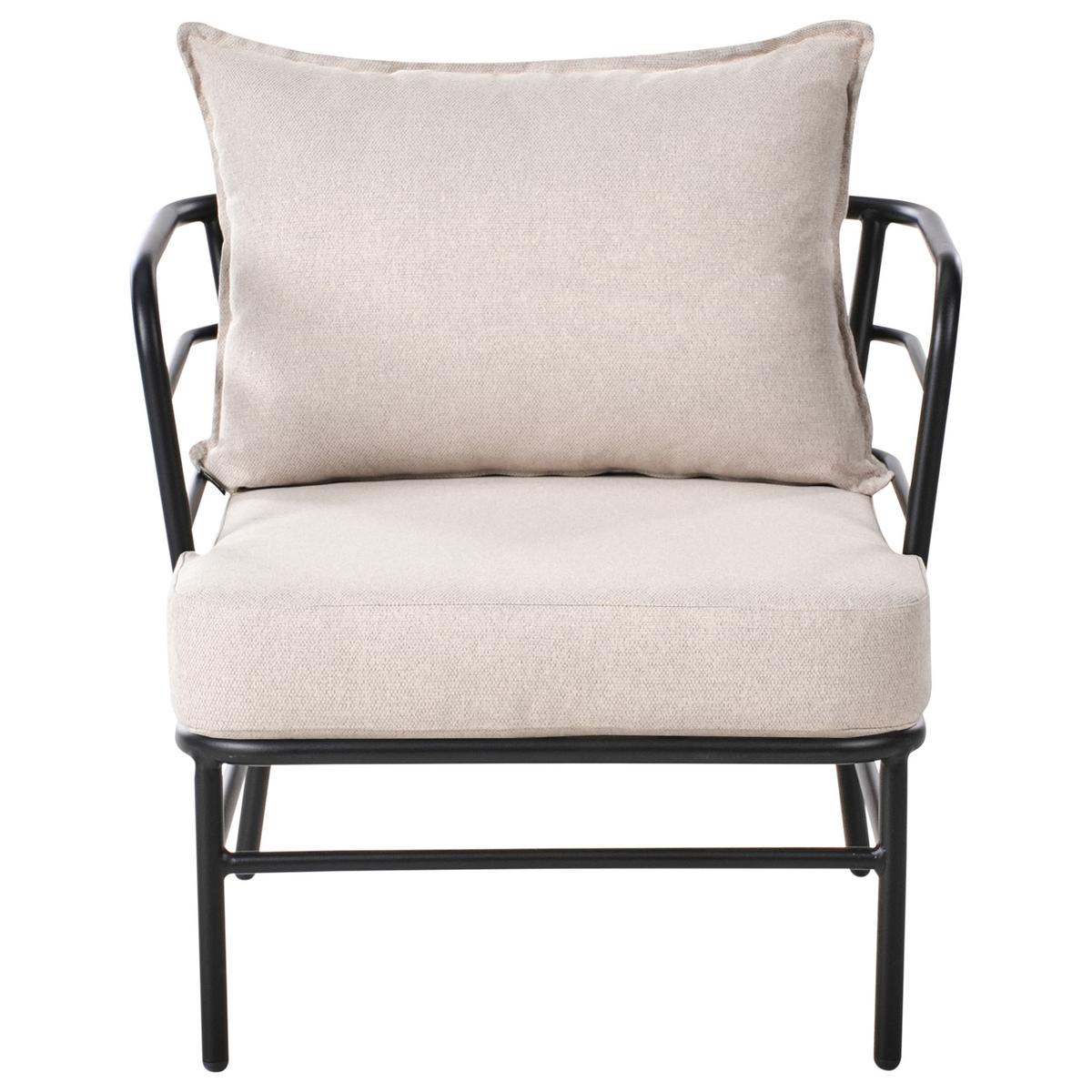 GARTENSOFA Set 5-Sitzer Metall Hellbeige Ponzone - Beige/Schwarz, Metall (196/80/79cm) - Beliani