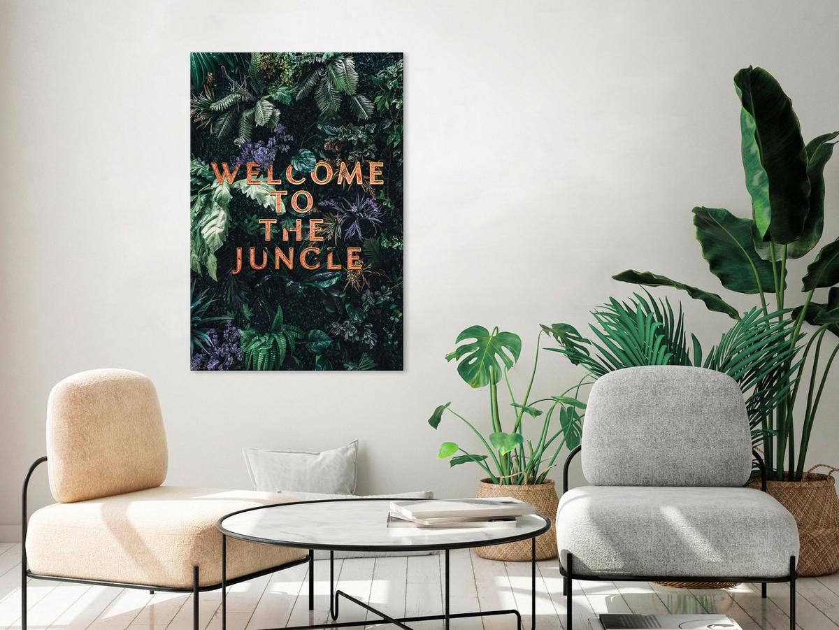 KUNSTDRUCK Grün 40/60 cm - Orange/Grün, Textil (40/60cm) - KUNSTLOFT