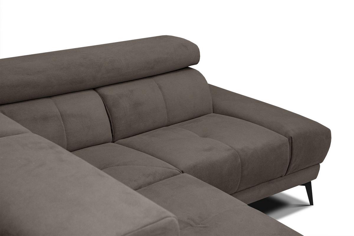ECKSOFA LARS 5-Sitzer, 1 Relax, verstellbare Kopfstützen, taupe - Taupe/Schwarz, Holzwerkstoff/Textil (284/201cm) - Wozimo