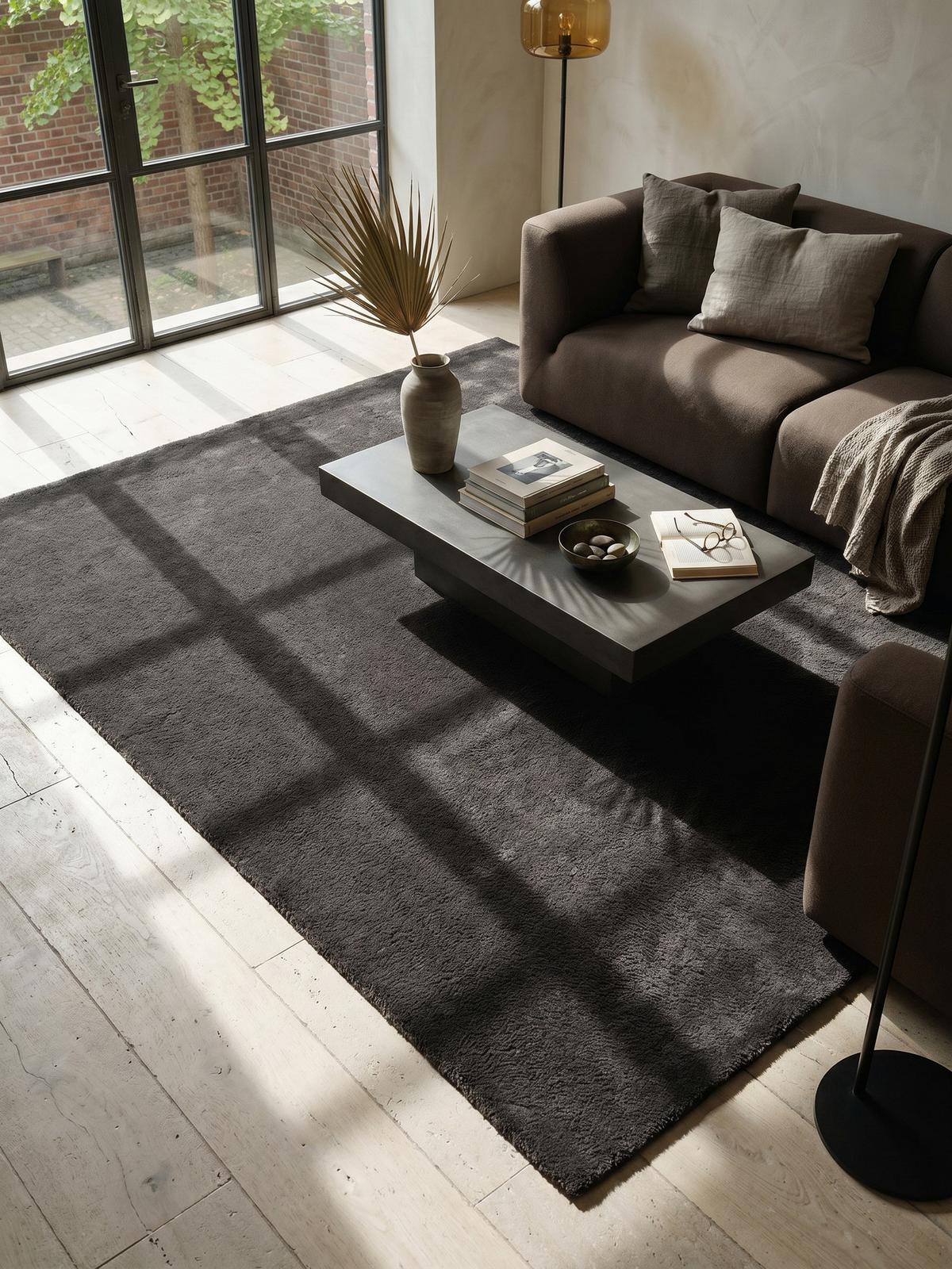 KURZFLORTEPPICH Antirutsch Uni RUTOR Polyester Anthrazit 160 x 220 cm - Anthrazit, Textil (160/220cm) - KADIMA DESIGN