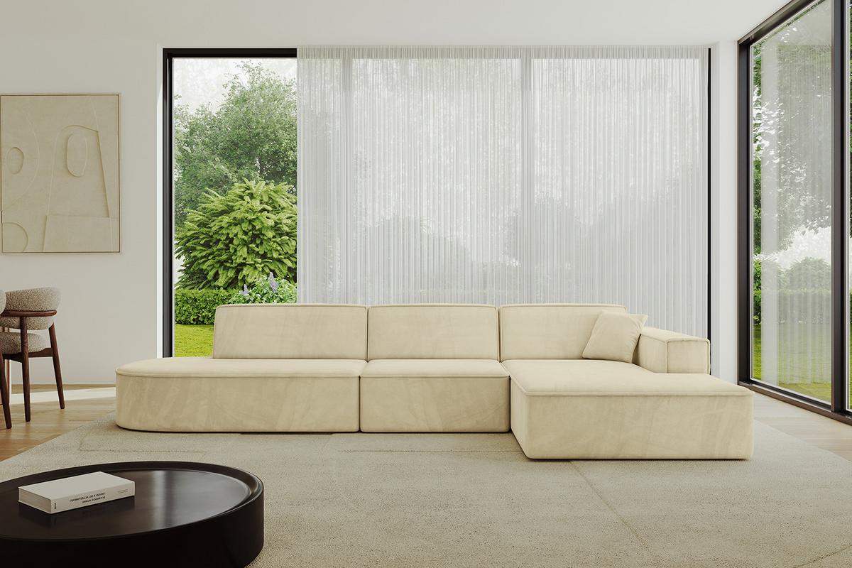 ECKSOFA Ottomane Rechts IREA-L2-v4 - 327x165x77 cm Beige - Taupe, Holzwerkstoff/Textil (327/165cm) - ALTDECOR