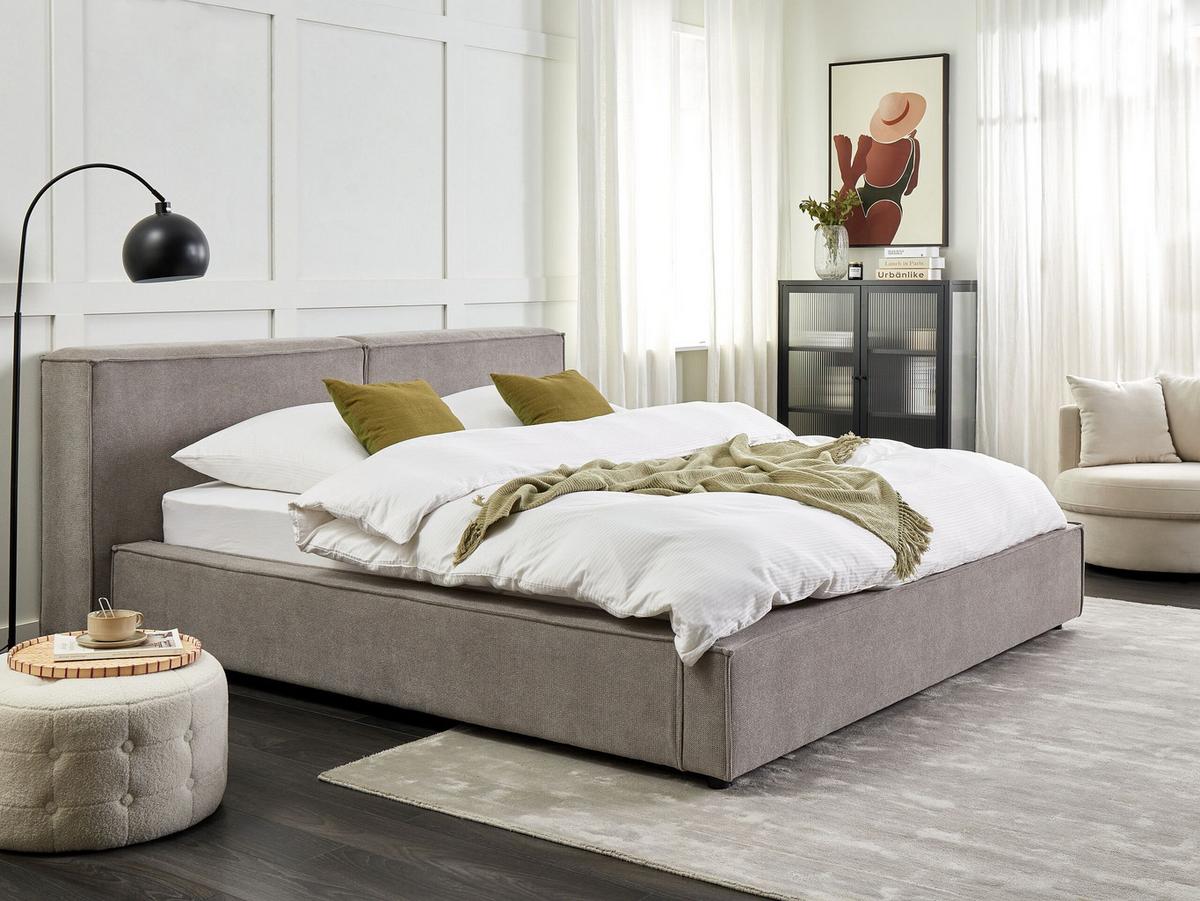 POLSTERBETT 180/200cm Grau Linards - Grau, Textil (180/200cm) - Beliani