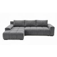 ECKSOFA Ovia mit Bettkasten und Schlaffunktion, Bouclé-Stoff in L-Form - Dunkelgrau, Textil (270/185cm)