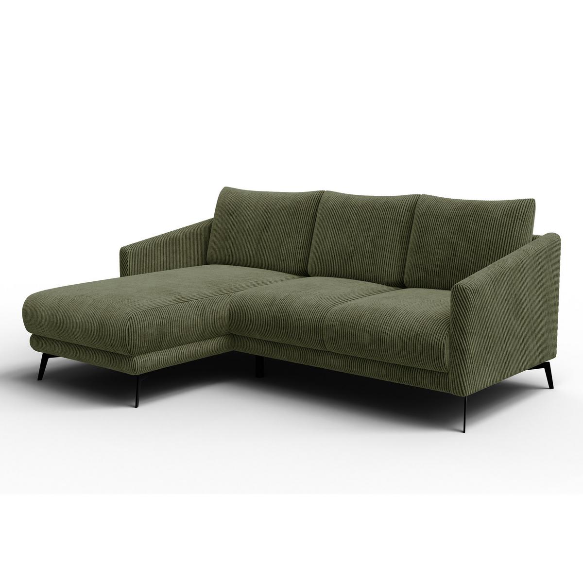 ECKSOFA VILT 3-Sitzer, olive - Schwarz/Olivgrün, Holzwerkstoff/Textil (221/156cm) - Wozimo
