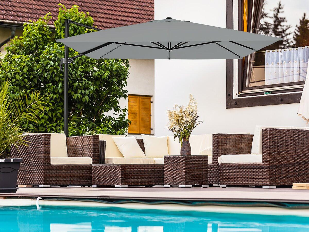 SONNENSCHIRM sky 4 Grau - Grau, Metall (278/370cm) - Habitat Garten