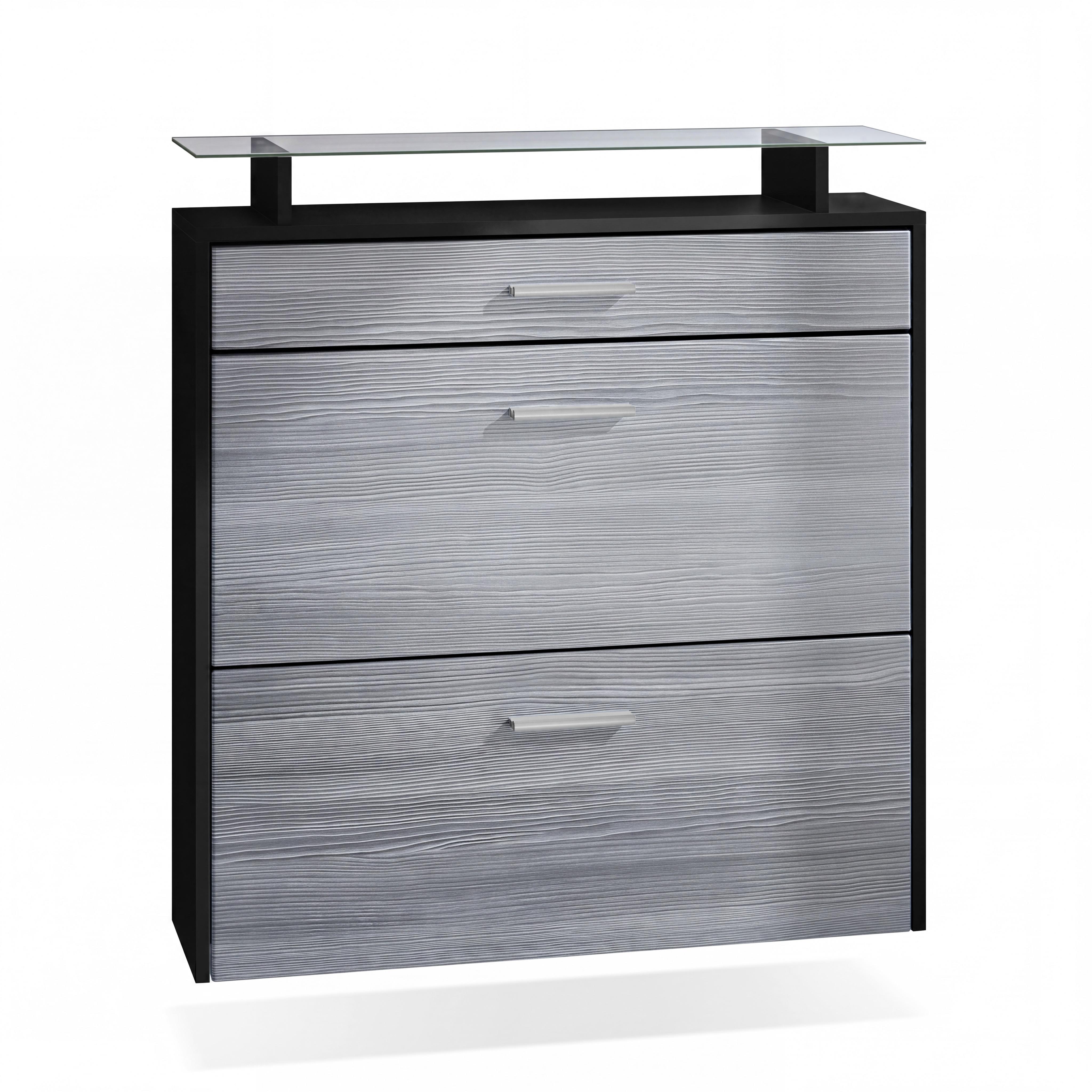 SCHUHSCHRANK Malea Front in Avola-Anthrazit - Anthrazit, Holzwerkstoff (89/96/23cm) - Vladon