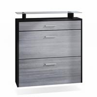 SCHUHSCHRANK Malea Front in Avola-Anthrazit - Anthrazit, Holzwerkstoff (89/96/23cm) - Vladon