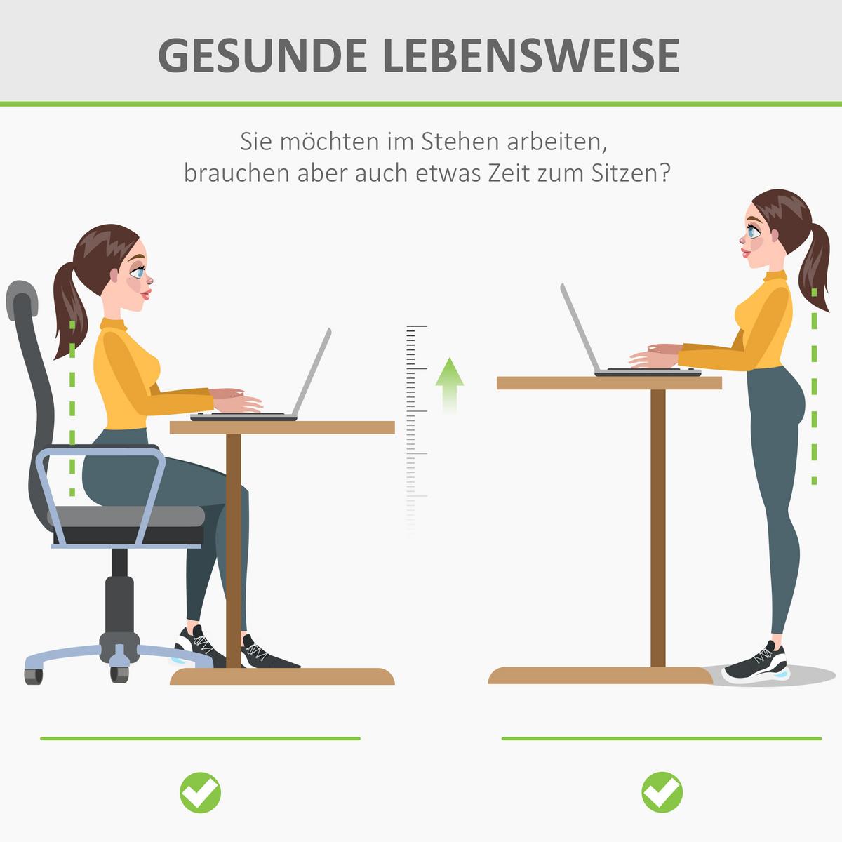 HÖHENVERSTELLBARER Schreibtisch, Natur - Sonoma Eiche, Metall (140/70/116cm) - Vinsetto