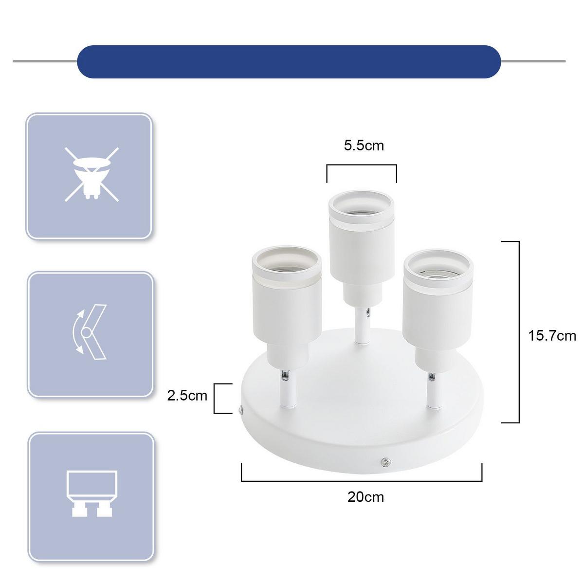 DECKENSTRAHLER Oldesloe 3-flammig 20/20/15.7 cm - Weiß, Metall (20/20/15.7cm) - Nettlife