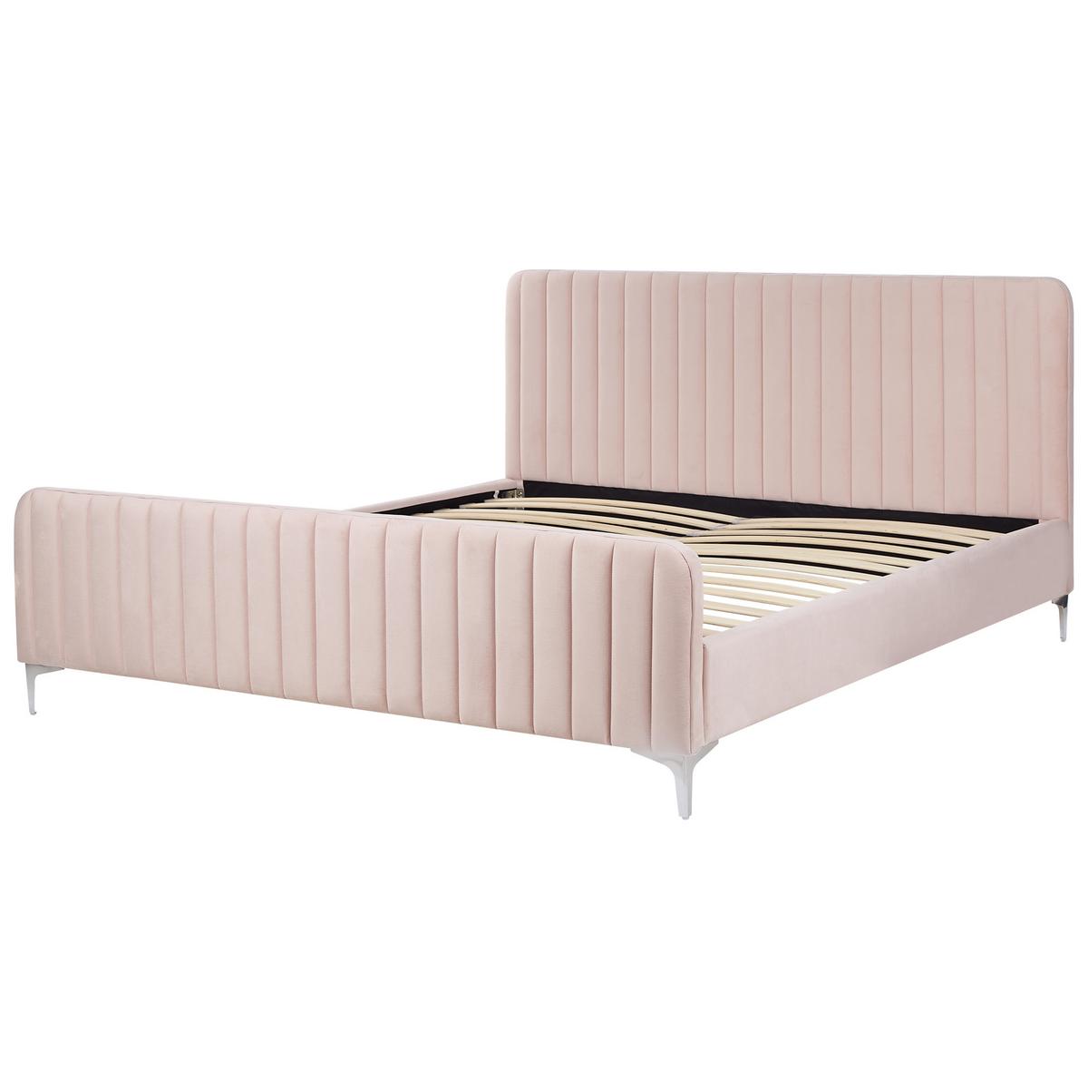 POLSTERBETT 180/200cm Pastellrosa Lunan - Pink, Textil (180/200cm) - Beliani