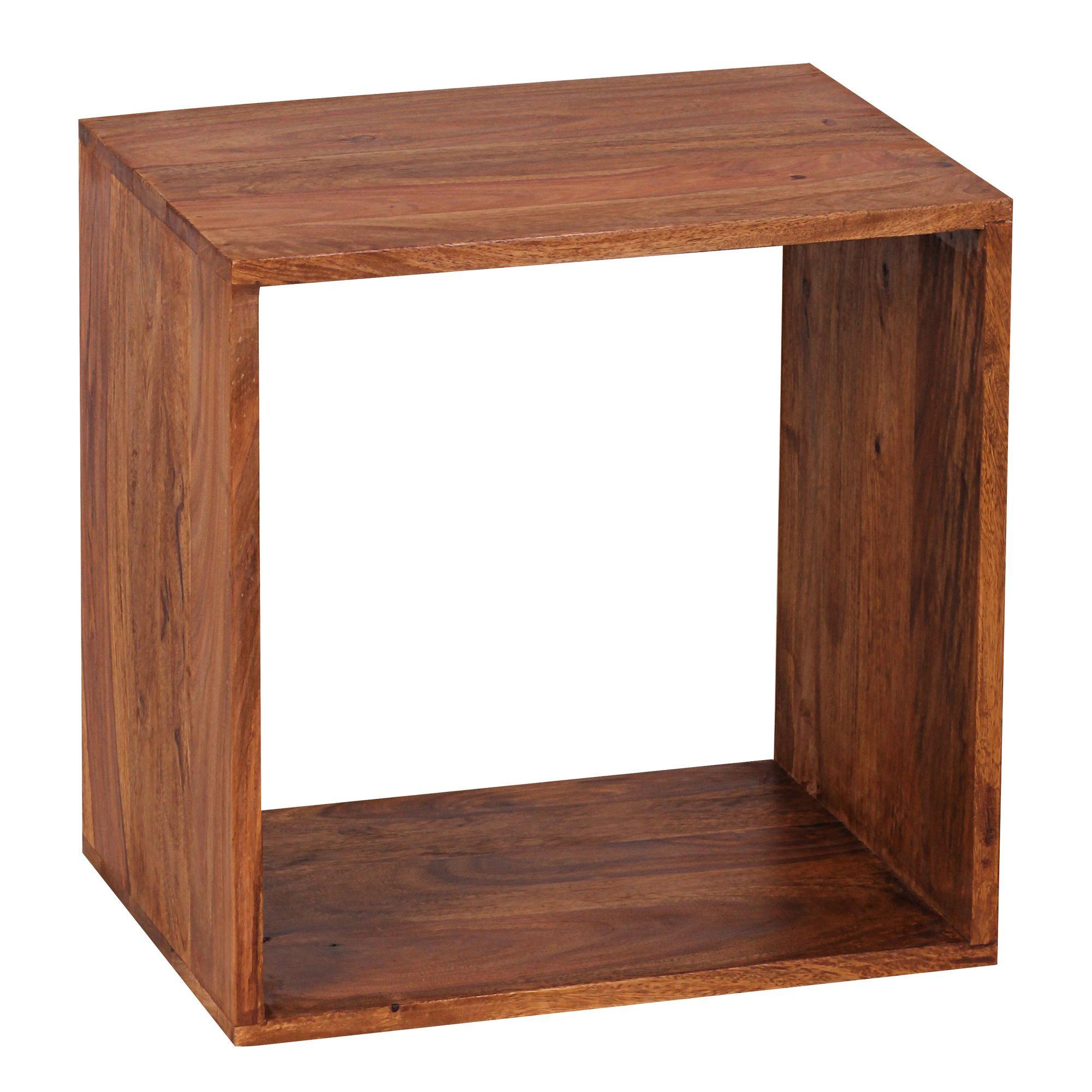 BEISTELLTISCH Massivholz Regalform Cube NAKO, Braun 43x33x43 cm - Braun, Holz (33/43/43cm) - KADIMA DESIGN