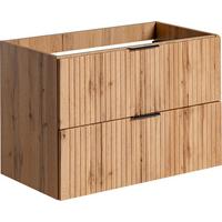 WASCHBECKENUNTERSCHRANK Niva hängend mit Rillenfronten in Eiche Braun, 80/57/46 cm - Eiche Wotan/Multicolor, Holzwerkstoff/Kunststoff (80/57/46cm) - WFL GROUP