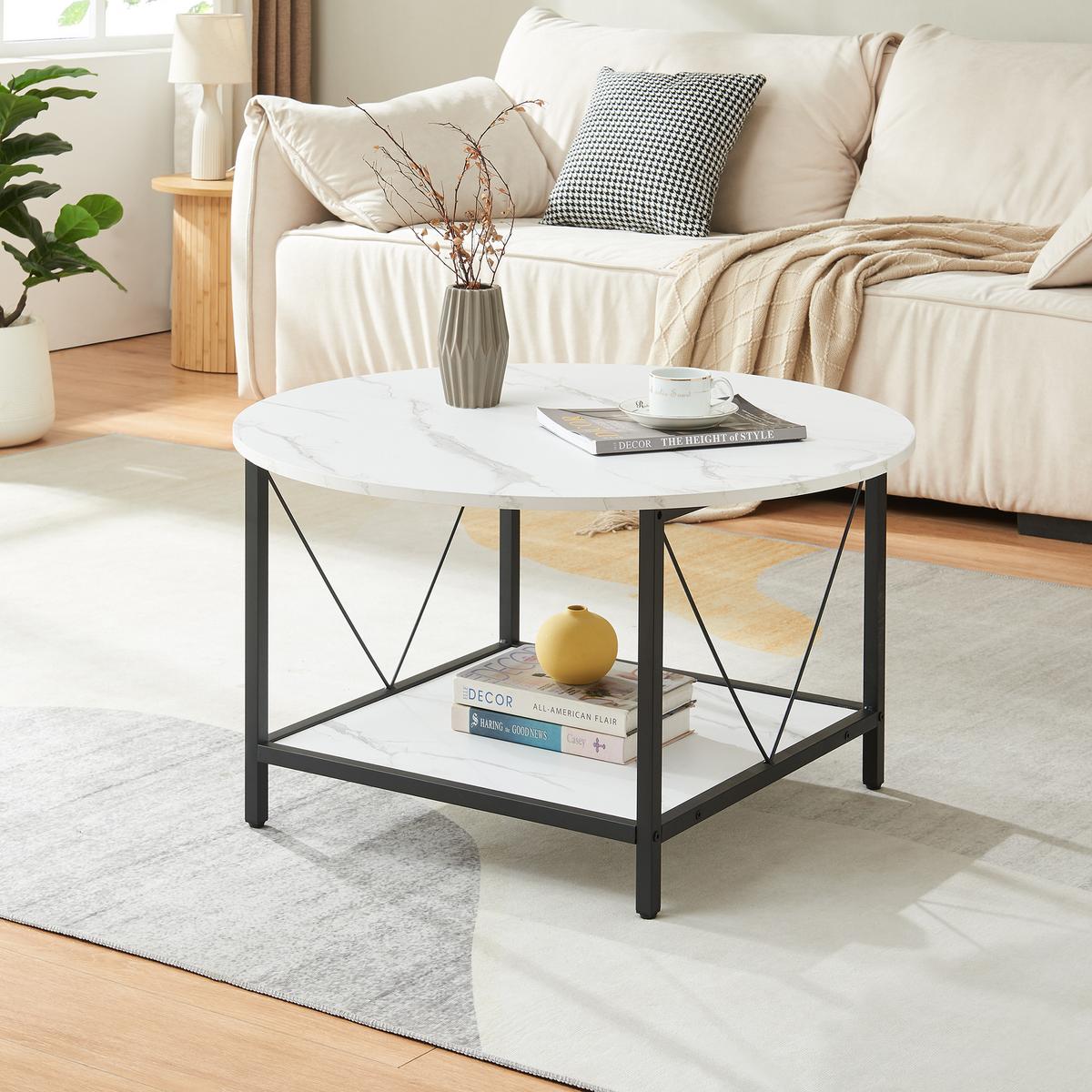 COUCHTISCH Filem 80/46 cm - Weiß, Holzwerkstoff/Metall (80/80/46cm) - [en.casa]