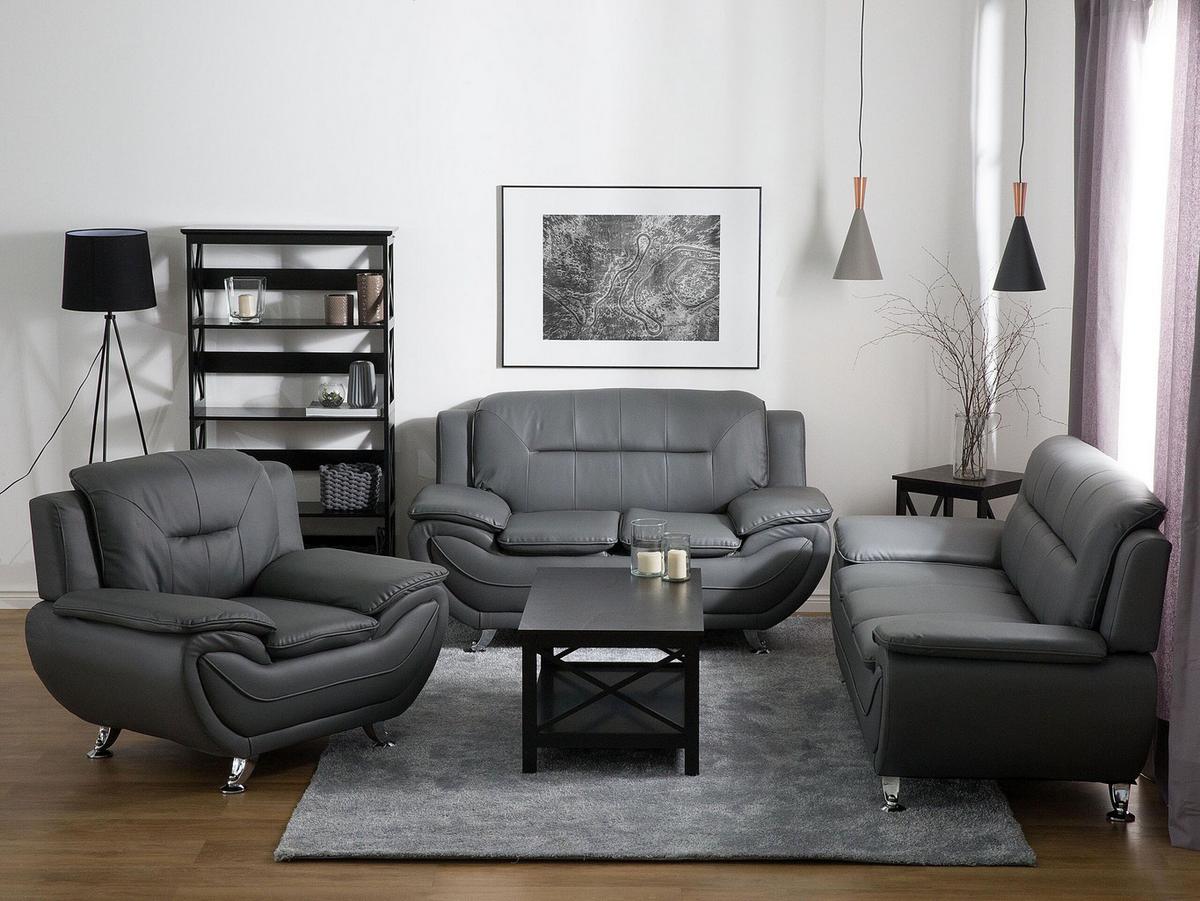 SESSEL Kunstleder Grau Leira - Grau, Kunststoff/Textil (113/88/86cm) - Beliani