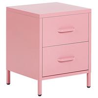 NACHTTISCH Stahl rosa matt 2 Schubladen Malavi - Pink, Metall (43/55/40cm) - Beliani