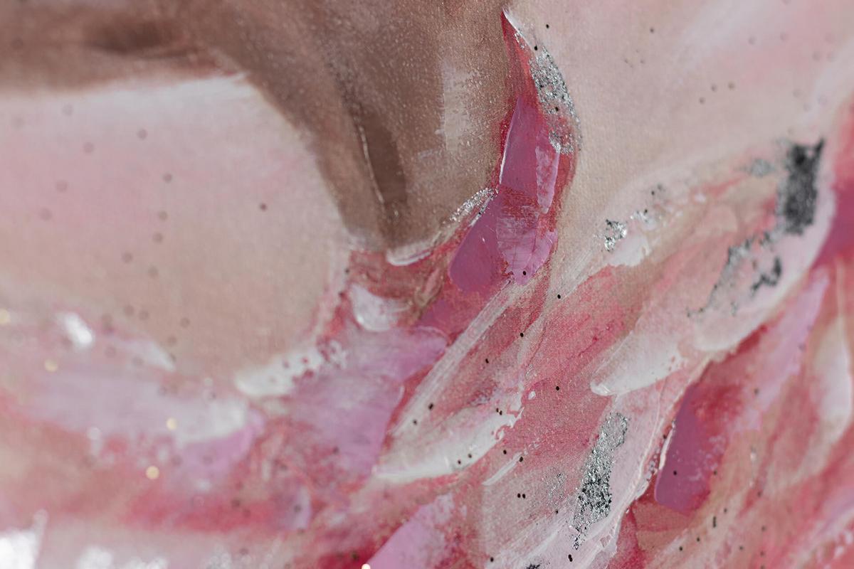 ACRYLBILD HANDGEMALT 80/80 cm - Pink, Holz/Textil (80/80cm) - KUNSTLOFT