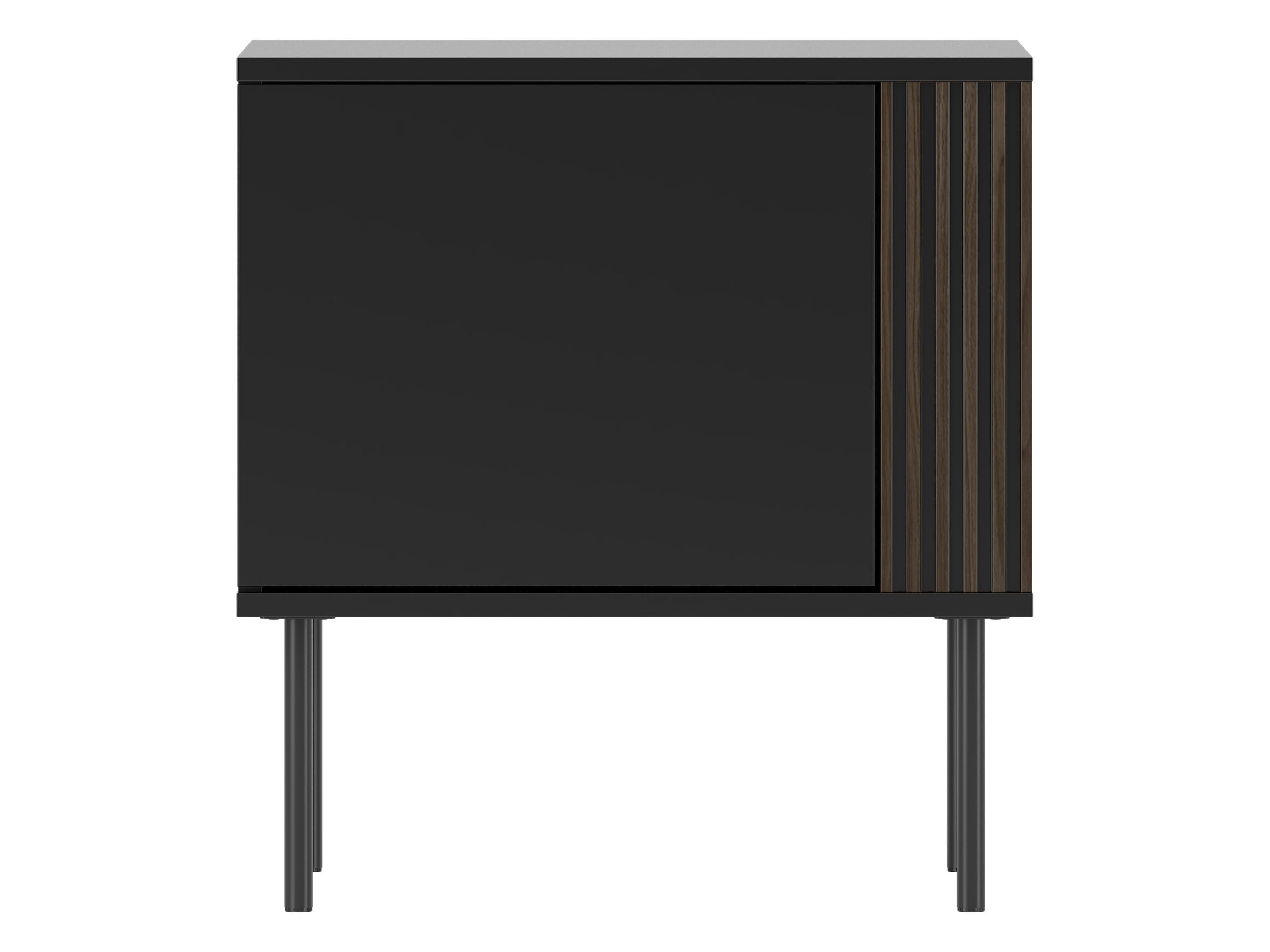 NACHTTISCH 1D 53 Notte 04 - Nussbaumfarben/Schwarz, Holzwerkstoff/Metall (53/57/37cm) - MIRJAN24